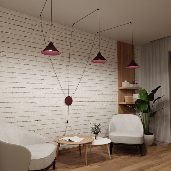 Emibig Emibig ABRAMO 3 BURGUNDY - Stylish Scandinavian pendant lamp for any space