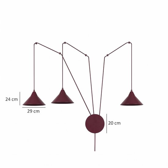 Emibig Emibig ABRAMO 3 BURGUNDY - Stylish Scandinavian pendant lamp for any space