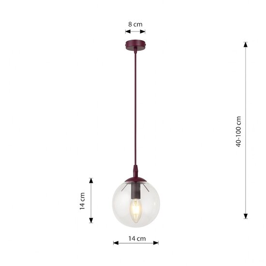 Emibig Emibig COSMO 1 BURGUNDY TRANSPARENT - Lámpara colgante moderna para una iluminación elegante