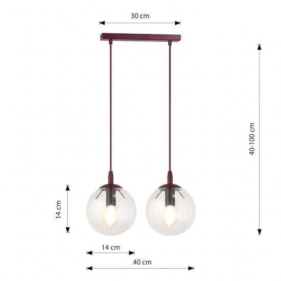 Emibig Emibig COSMO 2 BURGUNDY TRANSPARENT - Moderne Pendelleuchte für stilvolle Beleuchtung