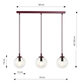 Emibig Emibig COSMO 3 BURGUNDY TRANSPARENT - Lampe suspendue moderne pour un éclairage élégant