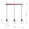 Emibig Emibig COSMO 3 BURGUNDY TRANSPARENT - Moderne Pendelleuchte für stilvolle Beleuchtung