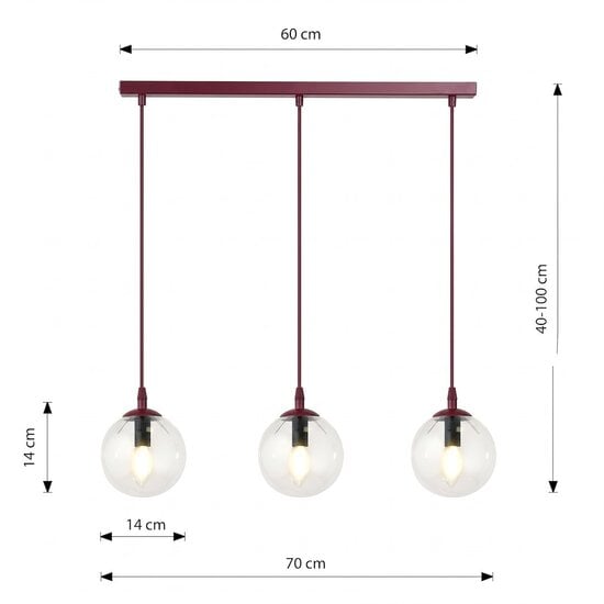 Emibig Emibig COSMO 3 BURGUNDY TRANSPARENT - Lampe suspendue moderne pour un éclairage élégant