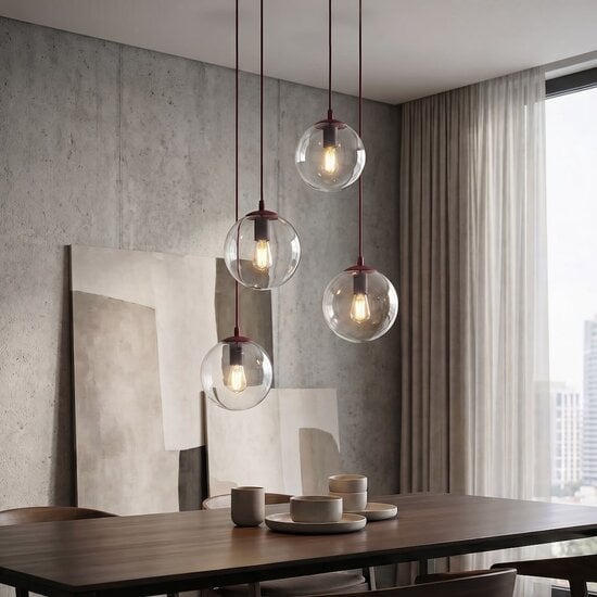 Emibig Emibig COSMO 4PREM BURGUNDY TRANSPARENT - Modern pendant lamp for stylish lighting