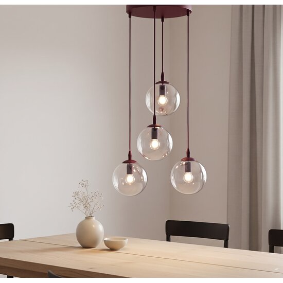 Emibig Emibig COSMO 4PREM BURGUNDY TRANSPARENT - Modern pendant lamp for stylish lighting