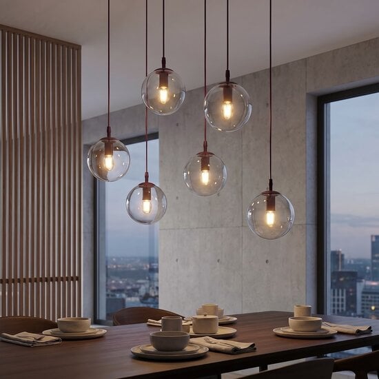 Emibig Emibig COSMO 6 BURGUNDY TRANSPARENT - Lampe suspendue moderne pour un éclairage élégant