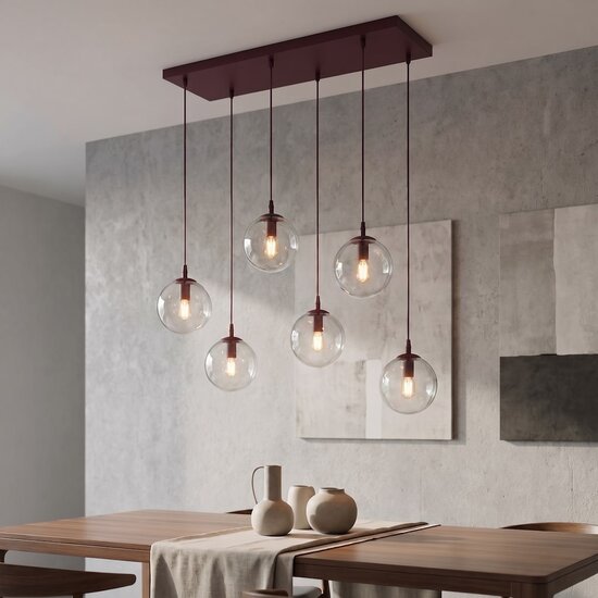 Emibig Emibig COSMO 6 BURGUNDY TRANSPARENT - Lámpara colgante moderna para una iluminación elegante