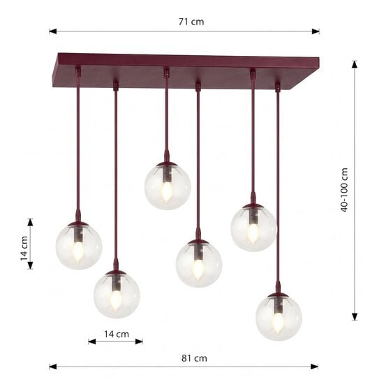 Emibig Emibig COSMO 6 BURGUNDY TRANSPARENT - Moderne Pendelleuchte für stilvolle Beleuchtung
