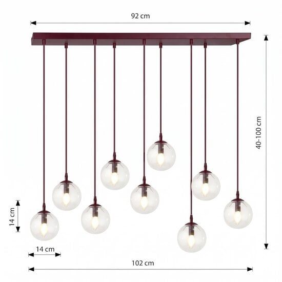Emibig Emibig COSMO 9 BURGUNDY TRANSPARENT - Modern pendant lamp for stylish illumination