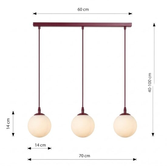 Emibig Emibig COSMO 3 BURGUNDY OPAL - Lámpara colgante moderna para una iluminación elegante