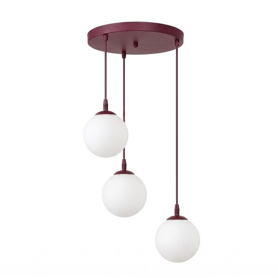 Emibig Emibig COSMO 3PREM BURGUNDY OPAL - Moderne hanglamp voor sfeervolle verlichting