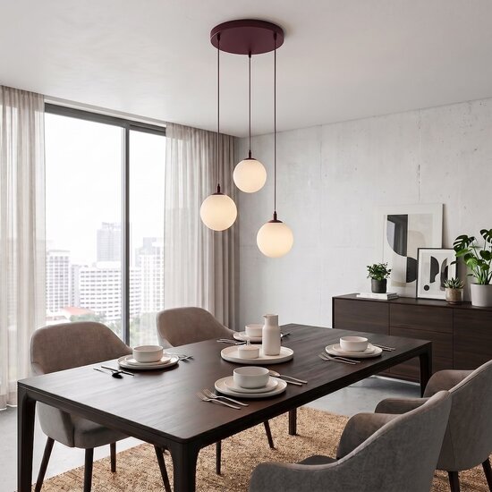 Emibig Emibig COSMO 3PREM BURGUNDY OPAL - Lampe suspendue moderne pour un éclairage élégant