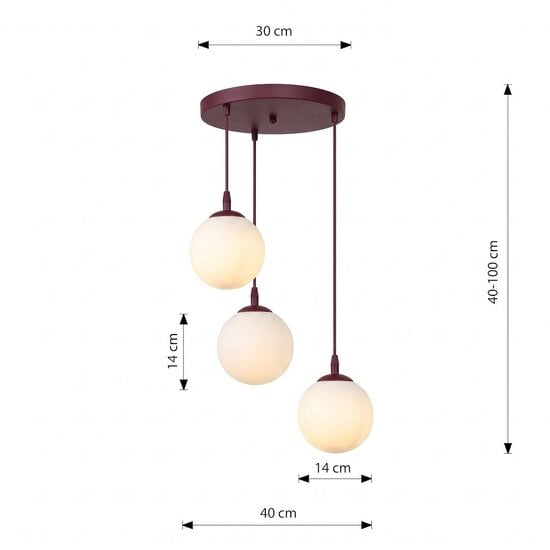 Emibig Emibig COSMO 3PREM BURGUNDY OPAL - Moderne hanglamp voor sfeervolle verlichting