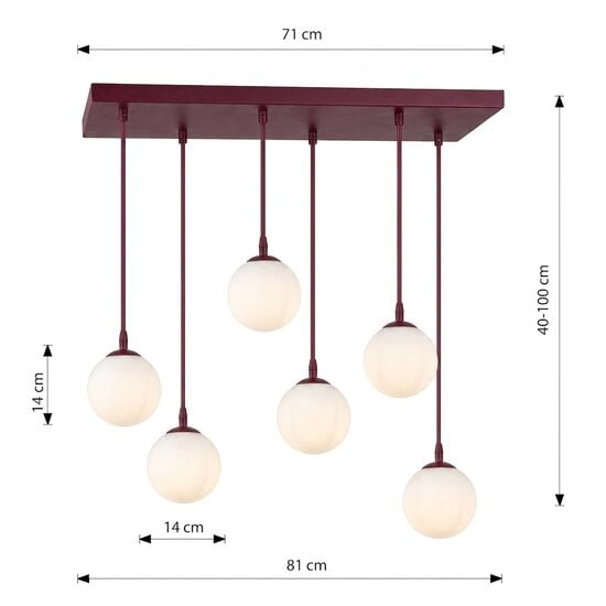 Emibig Emibig COSMO 6 BURGUNDY OPAL - Lámpara colgante moderna para una iluminación elegante