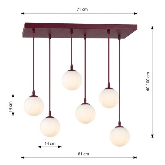 Emibig Emibig COSMO 6 BURGUNDY OPAL - Moderne Pendelleuchte für stilvolle Beleuchtung