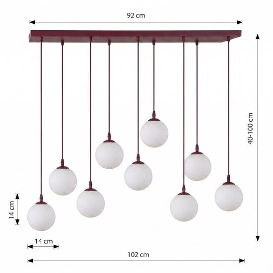 Emibig Emibig COSMO 9 BURGUNDY OPAL - Lámpara colgante moderna para una iluminación elegante