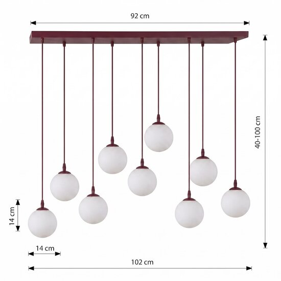 Emibig Emibig COSMO 9 BURGUNDY OPAL - Lampe suspendue moderne pour un éclairage élégant