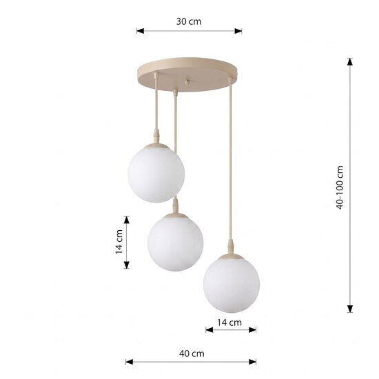 Emibig Emibig COSMO 3PREM MOKKA OPAL - Moderne hanglamp voor sfeervolle verlichting