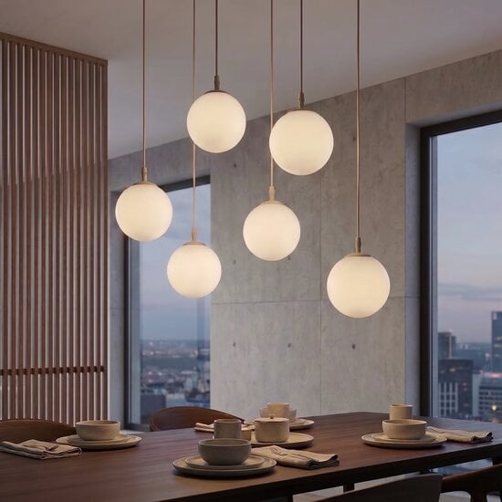 Emibig Emibig COSMO 6 MOKKA OPAL - Lampe suspendue moderne pour un éclairage élégant