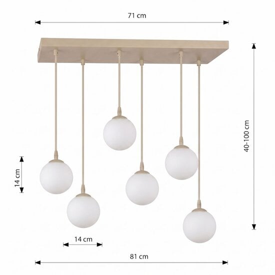 Emibig Emibig COSMO 6 MOKKA OPAL - Modern pendant lamp for stylish lighting