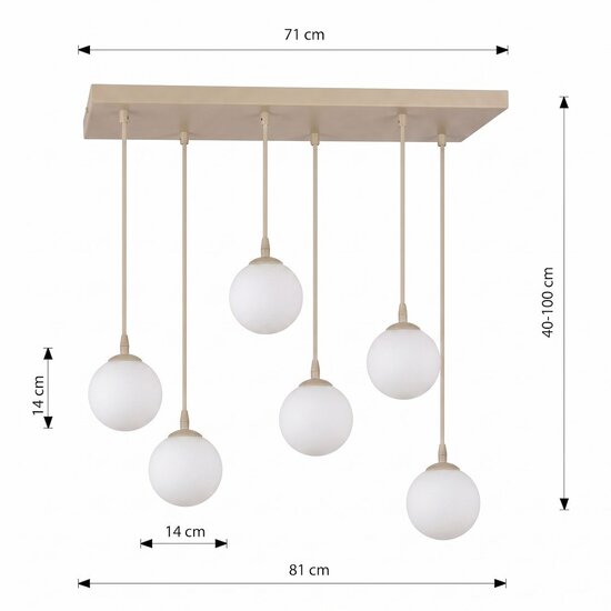 Emibig Emibig COSMO 6 MOKKA OPAL - Moderne Pendelleuchte für stilvolle Beleuchtung