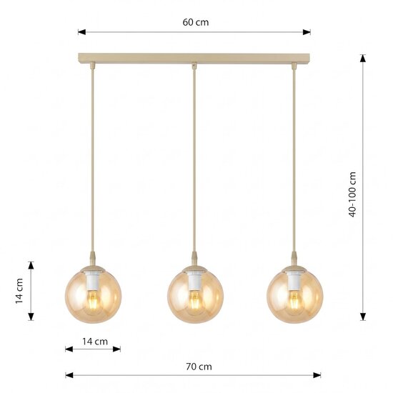 Emibig Emibig COSMO 3 MOKKA AMBER - Moderne hanglamp voor sfeervolle verlichting