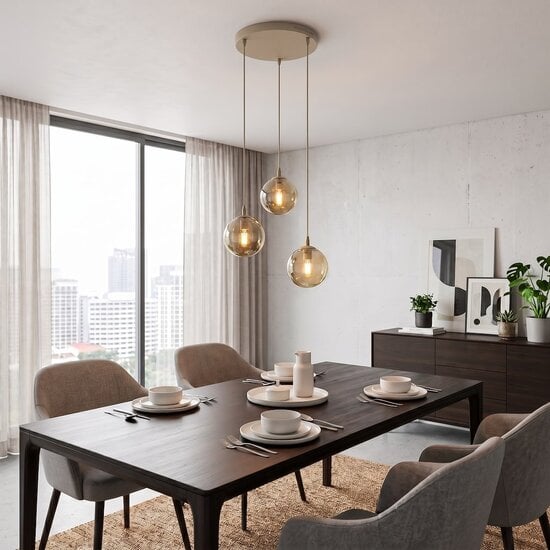 Emibig Emibig COSMO 3PREM MOKKA AMBER - Moderne hanglamp voor sfeervolle verlichting