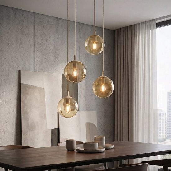 Emibig Emibig COSMO 4PREM MOKKA AMBER - Lámpara colgante moderna para una iluminación elegante