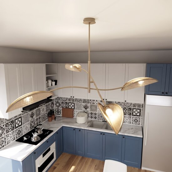 Emibig LOTUS 4 MOKKA/RATTAN - Lampe de plafond moderne pour tous les espaces
