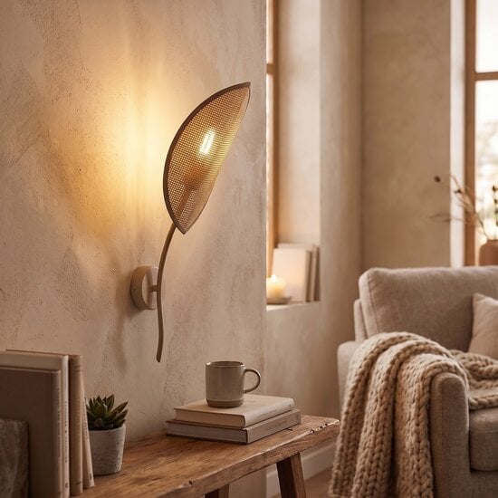 Emibig Emibig LOTUS K1 MOKKA/RATTAN - Lámpara de pared moderna para una iluminación acogedora