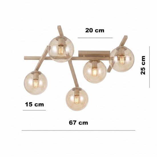 Emibig SMART 5 MOKKA AMBER - Moderne plafondlamp voor sfeervolle verlichting
