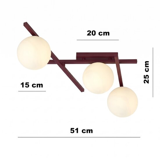 Emibig Emibig SMART 3 BURGUNDY OPAL - Modern ceiling lamp for stylish lighting