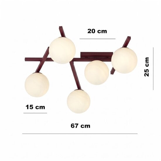 Emibig SMART 5 BURGUNDY OPAL - Moderne plafondlamp voor sfeervolle verlichting
