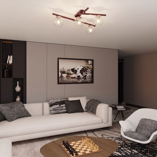 Emibig SMART 4 BURGUNDY TRANSPARENT - Modern plafondlamp voor sfeervolle verlichting