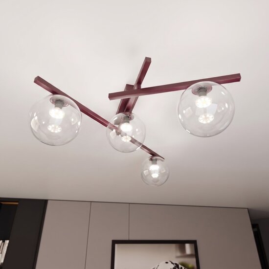 Emibig SMART 4 BURGUNDY TRANSPARENT - Lámpara de techo moderna para una iluminación elegante