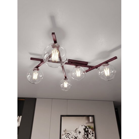 Emibig SMART 5 BURGUNDY TRANSPARENT - Modern ceiling lamp for stylish illumination