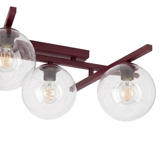 Emibig SMART 5 BURGUNDY TRANSPARENT - Moderne plafondlamp voor sfeervolle verlichting