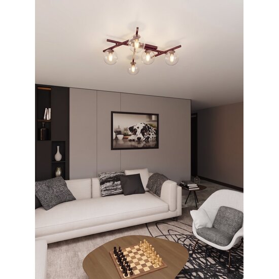 Emibig SMART 5 BURGUNDY TRANSPARENT - Lampe de plafond moderne pour une illumination élégante