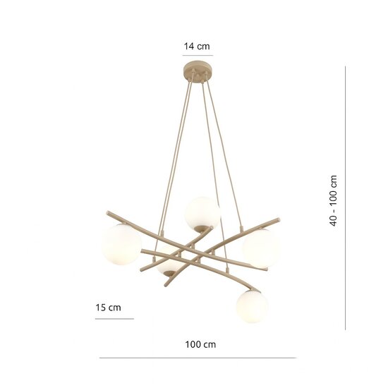 Emibig Emibig ESSA 5 MOKKA OPAL - Stilvolle Pendelleuchte für jeden Raum