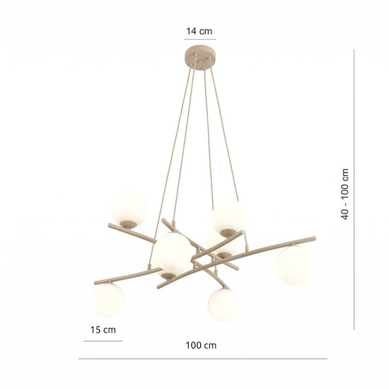 Emibig Emibig ESSA 8 MOKKA OPAL - Lámpara colgante moderna para una iluminación elegante