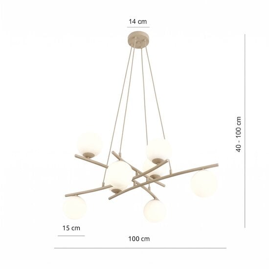 Emibig Emibig ESSA 8 MOKKA OPAL - Moderne hanglamp voor sfeervolle verlichting