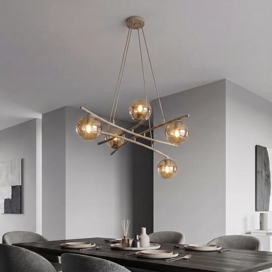 Emibig Emibig ESSA 5 MOKKA AMBER - Moderne hanglamp voor sfeervolle verlichting