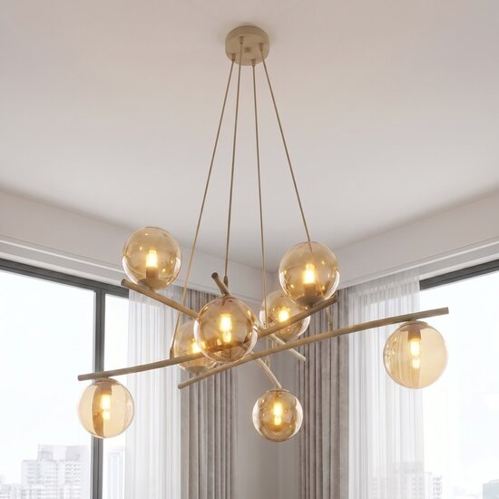 Emibig Emibig ESSA 8 MOKKA AMBER - Moderne hanglamp voor sfeervolle verlichting