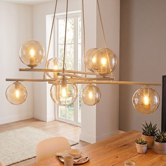 Emibig Emibig ESSA 8 MOKKA AMBER - Moderne hanglamp voor sfeervolle verlichting
