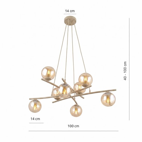 Emibig Emibig ESSA 8 MOKKA AMBER - Moderne hanglamp voor sfeervolle verlichting