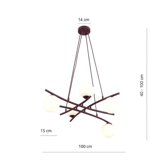 Emibig Emibig ESSA 5 BURGUNDY OPAL - Lampe suspendue moderne pour un éclairage élégant