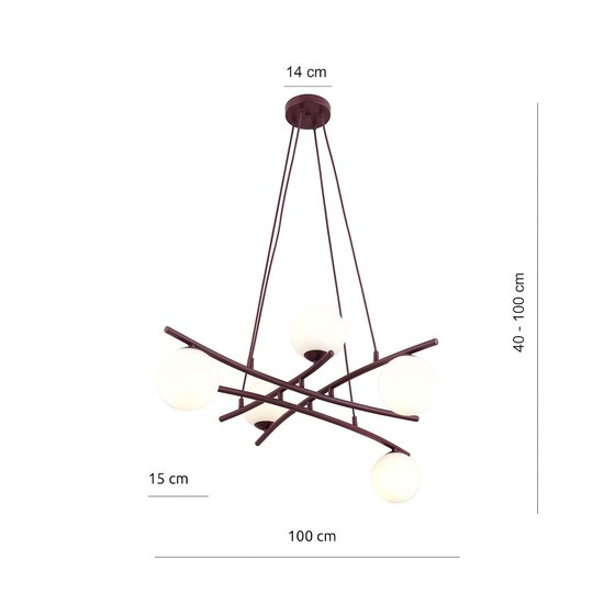 Emibig Emibig ESSA 5 BURGUNDY OPAL - Modern pendant lamp for stylish lighting