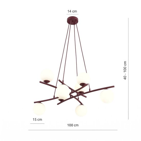 Emibig Emibig ESSA 8 BURGUNDY OPAL - Lámpara colgante moderna para una iluminación elegante