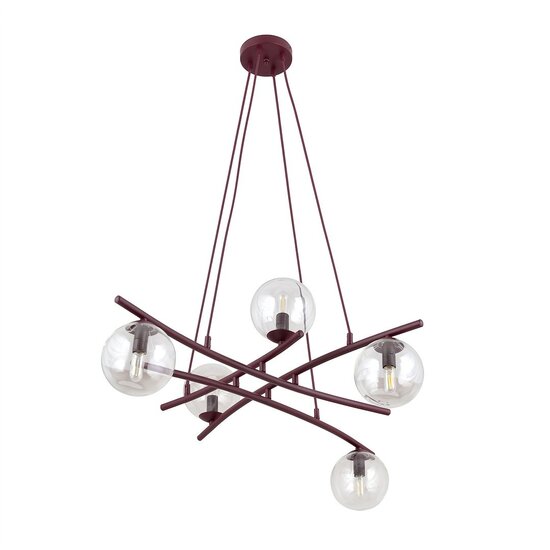 Emibig Emibig ESSA 5 BURGUNDY TRANSPARENT - Lámpara colgante moderna para una iluminación elegante