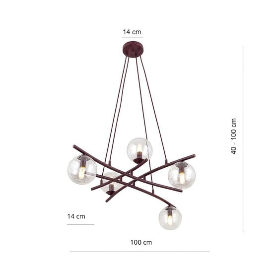Emibig Emibig ESSA 5 BURGUNDY TRANSPARENT - Moderne Pendelleuchte für stilvolle Beleuchtung